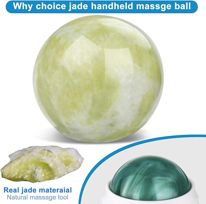 ideayard Massage Roller Ball - Massage Stone Jade Ball for Full Body Massage Lacrosse Ball Massager, Back Massage Tool, Self Massage Ball for Sore Muscle