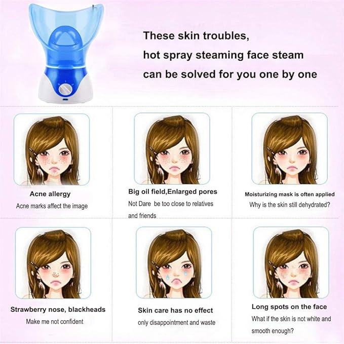 Facial Steamer Hot Mist Home Sauna Face Humidifier for Steaming Skincare (Blue)
