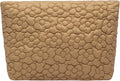 Puffy Quilted Makeup Bag, Cosmetic Bag, Travel Toiletry Organizer Pouch, Clutch for Wom (Khaki Flower)
