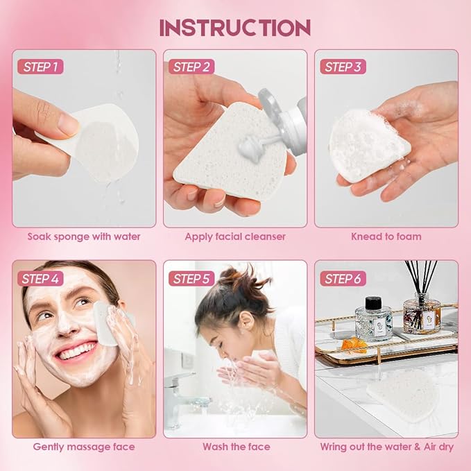 AIDEA 96Count Compressed Facial Sponges White, Reusable Makeup Remover Pads, Travel Essentials, Face Cleansing Pads, Natural Cellulose Cosmetic Spa Sponges for Facial Cleansing, Exfoliating Pads