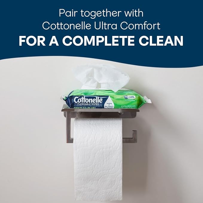 Cottonelle GentlePlus Flushable Wet Wipes with Aloe & Vitamin E, 8 Flip-Top Packs, 42 Wipes Per Pack (336 Total Wipes), Packaging May Vary