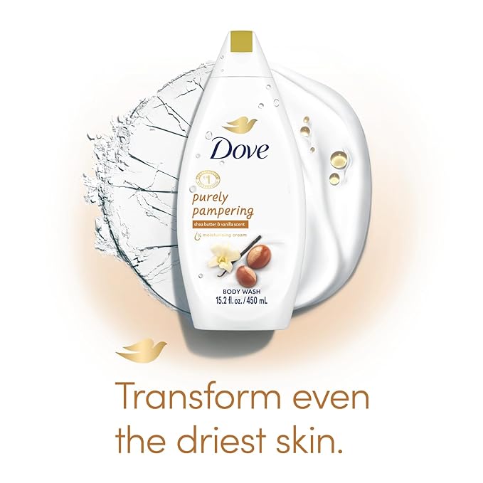 Dove Body Wash 2-Pack – Purely Pampering, Shea Butter & Vanilla for Softer, Smoother Skin, 15.2 Oz Ea
