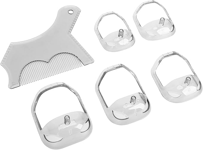 ANGGREK Beard Shaping Styling Tool with Comb, 5 Size - Trimming, ABS Material, Easy to Use for All Types (Transparent)