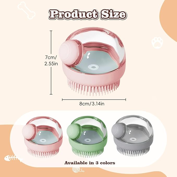 Dog Bath Scrubber Brush, 2Pcs Pet Dog Grooming Massage Shampoo Bath Brush with Soap and Shampoo Dispenser Soft Silicone Bristle for Long Short Haired Dogs Cats Shower-Green