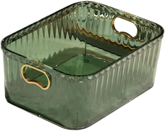 Acrylic Makeup Storage Bin Jewelry Organizer Storage Container Lightweight Multipurpose Portable for Pantry Laundry Accessory, Dark Green