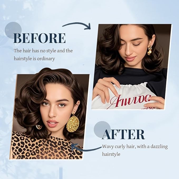 Heatless Hair Curler Heatless Curls Overnight Heatless Blowout with Luxury Cloth Bag Silk Scarf, Curling Rod Headband to Sleep in No Heat Curling with (Blue, 3Rods)