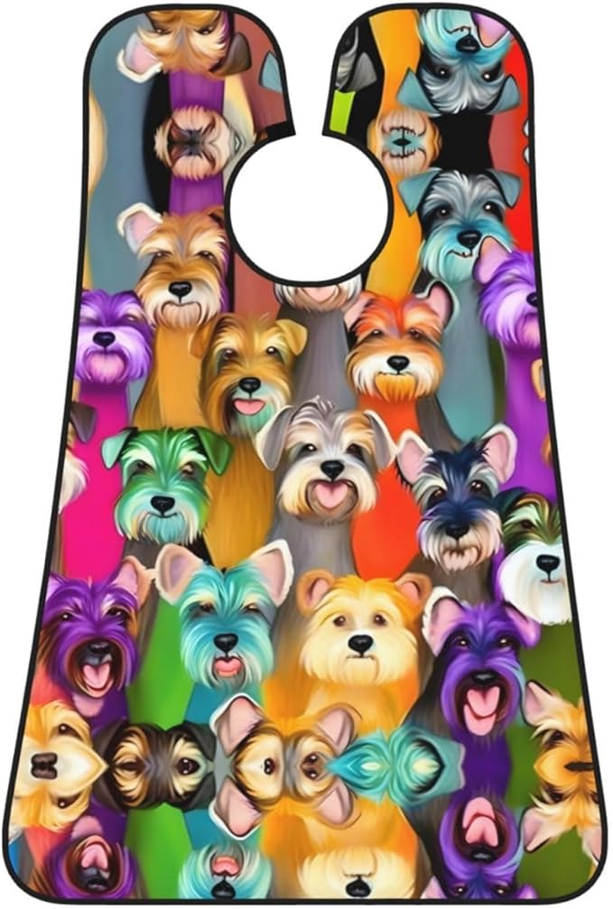 Oil Cute Schnauzer Dogs Print Beard Bib Apron For Men, Beard Hair Catcher For Men Shaving Trimming,Beard Cape Cloth