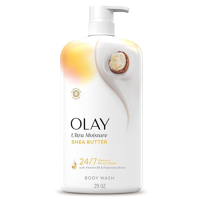 Olay Body Wash for Women, Ultra Moisture, 24/7 Moisture Barrier Repair, Hydrating Formula for Visibly Healthy Soft Skin, Vitamin B3 & Hyaluronic Blend, For All Skin Types, Shea Butter Scent, 29 fl oz