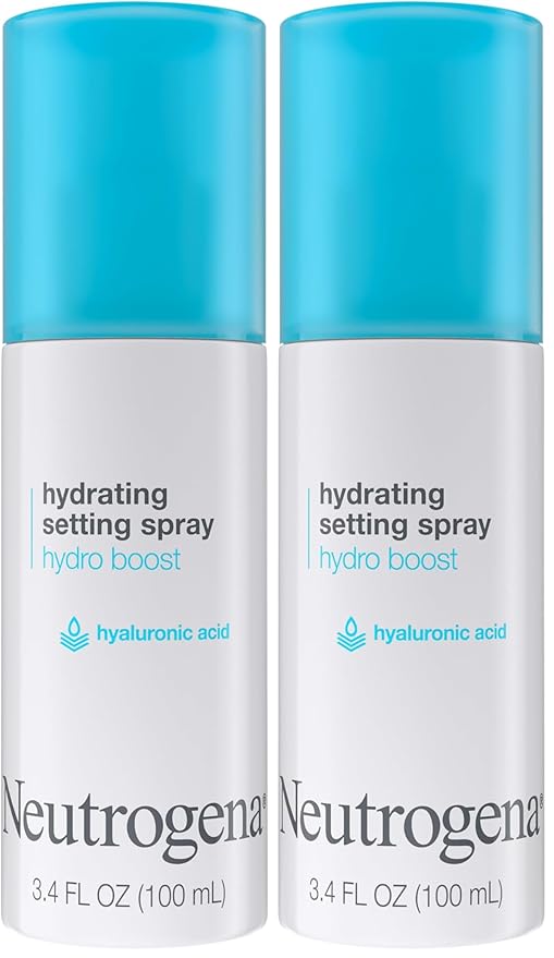 Neutrogena Hydro Boost Hydrating Makeup Setting Spray with Hyaluronic Acid,Setting Spray for Smooth,Dewy Skin,Fragrance Free,Non-Comedogenic & Hypoallergenic,3.4 fl. oz,(Pack of 2)