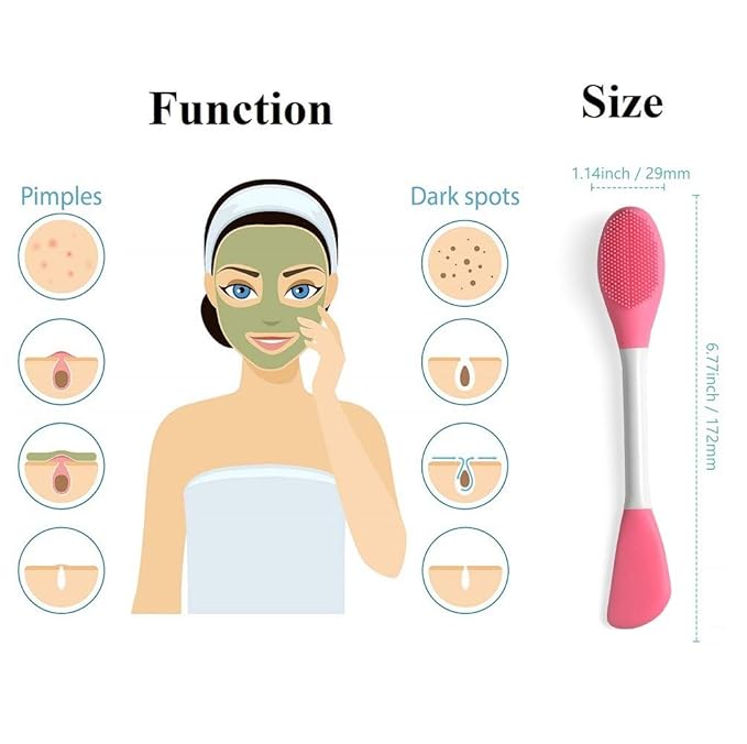 Silicone Brushes,Double-Ended Silicone Face Mask Brush,Facial Cleansing Brush, Premium Soft Facial Masks Other Skin Care Applicator Tool for Cream, Body Lotion,Moisturizer (Green+Pink)