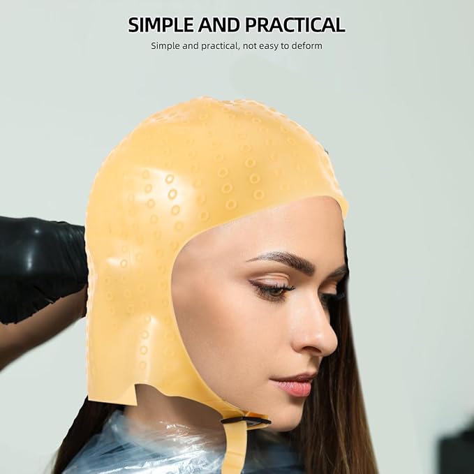 1Set Reusable Hair Coloring Highlighting Cap Silicone Frosting Caps for Precise Hair Highlights Hair Salon Tool for Women and Men