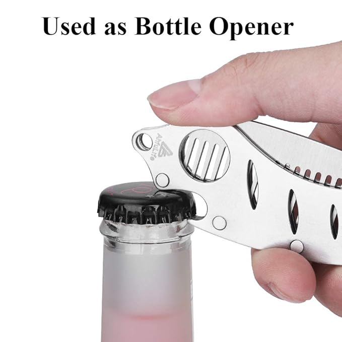 AhfuLife Stainless Steel Metal Hair & Beard Comb, Multifunctional Folding EDC Pocket Comb With Bottle Opener Fits In Keychain - Anti-Static Hair & Beard Care Comb Mustache Comb - Presented in Gift Box