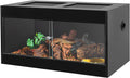 OIIBO 50 Gallon Reptile Original Wood Enclosure, Reptile Terrarium with Double Hinge Sliding Doors and Top Screen Ventilation Black Reptiles Habitat Lounge (Knock-Down) (36"x18"x18")