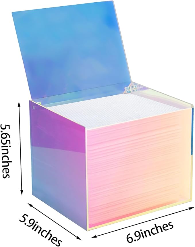 Disposable Face Towel Storage Box Compatible with Facial Towel XL, Acrylic Disposable Face Towelette Holder Container, Rainbow