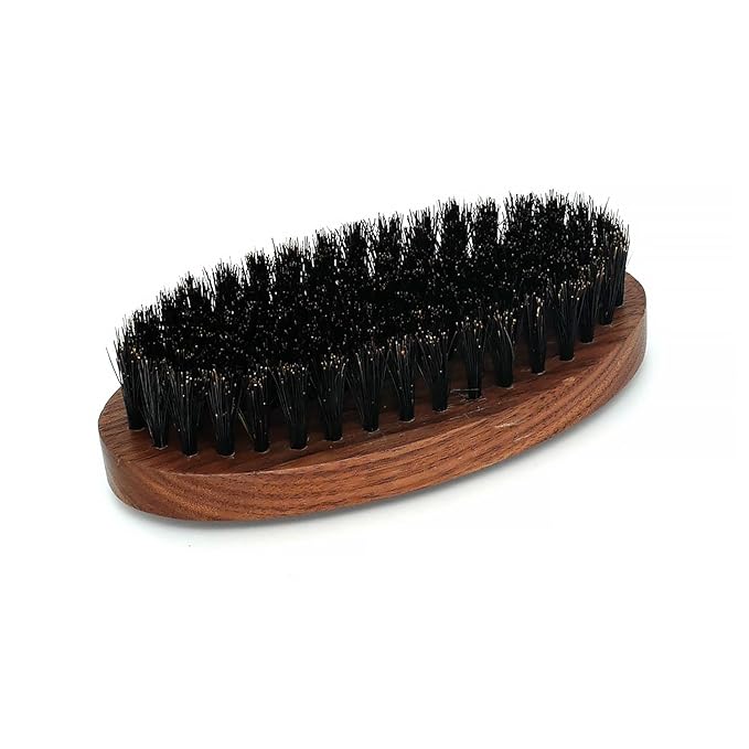 Black Walnut Wood Boar Bristle Hair Beard Brush for Men, Pocket Travel Men's Wooden Small Soft Beard Brush (Black Walnut)