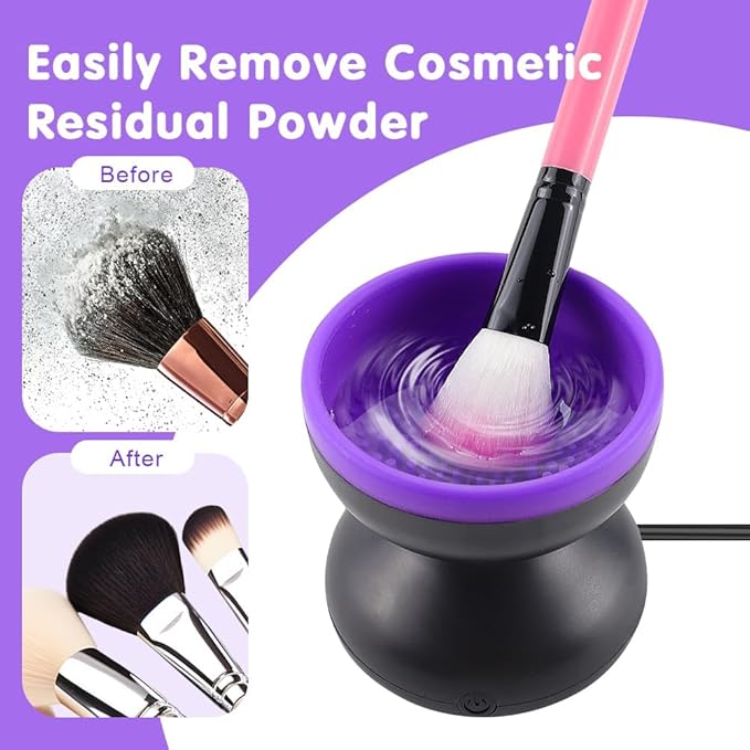 Makeup Brush Cleaner Machine, Powerful Friction, Deep Cleaning, Electric Make up Brush Cleaner for All Size Beauty Makeup Brush, Blush Brush, Sponges, Christmas Halloween Gifts for Girls Women