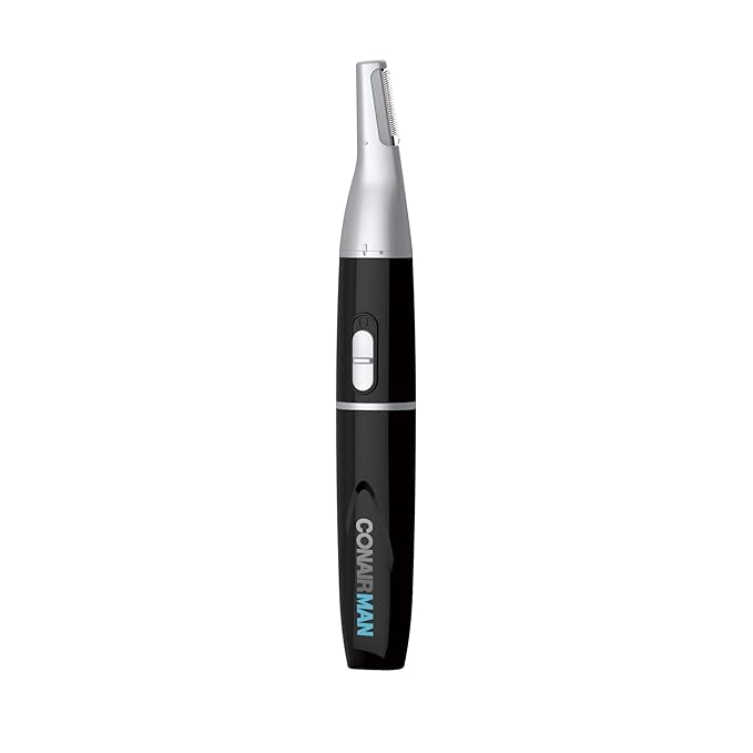 ConairMAN All-in-One Personal Trimmer for Men, for Nose, Ear, Eyebrows and Sideburns Hair Trimmer, 4 piece Men's Grooming Kit, Lithium Battery-Powered
