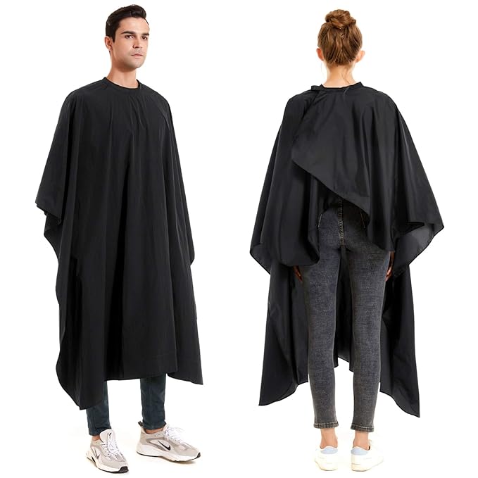 5 Pack Barber Cape for Men, Salon Large Hair Cutting Cape, 64"x56" Nylon Waterproof Haircut Cape with Adjustable Snap Closure Color Capes, Professional Stylist Hairdresser Apron Adults -Black