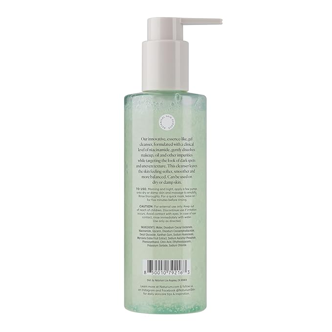Naturium Niacinamide Cleansing Gelée 3% Plus Hyaluronic Acid & Vitamin C, Gentle & Smoothing Face Wash, 7.1 oz