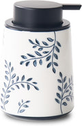 Hand Soap Dispenser for Bathroom, Ceramic Lotion Dispenser, Chinoiserie Bathroom Accessories, Blue and White Leaf