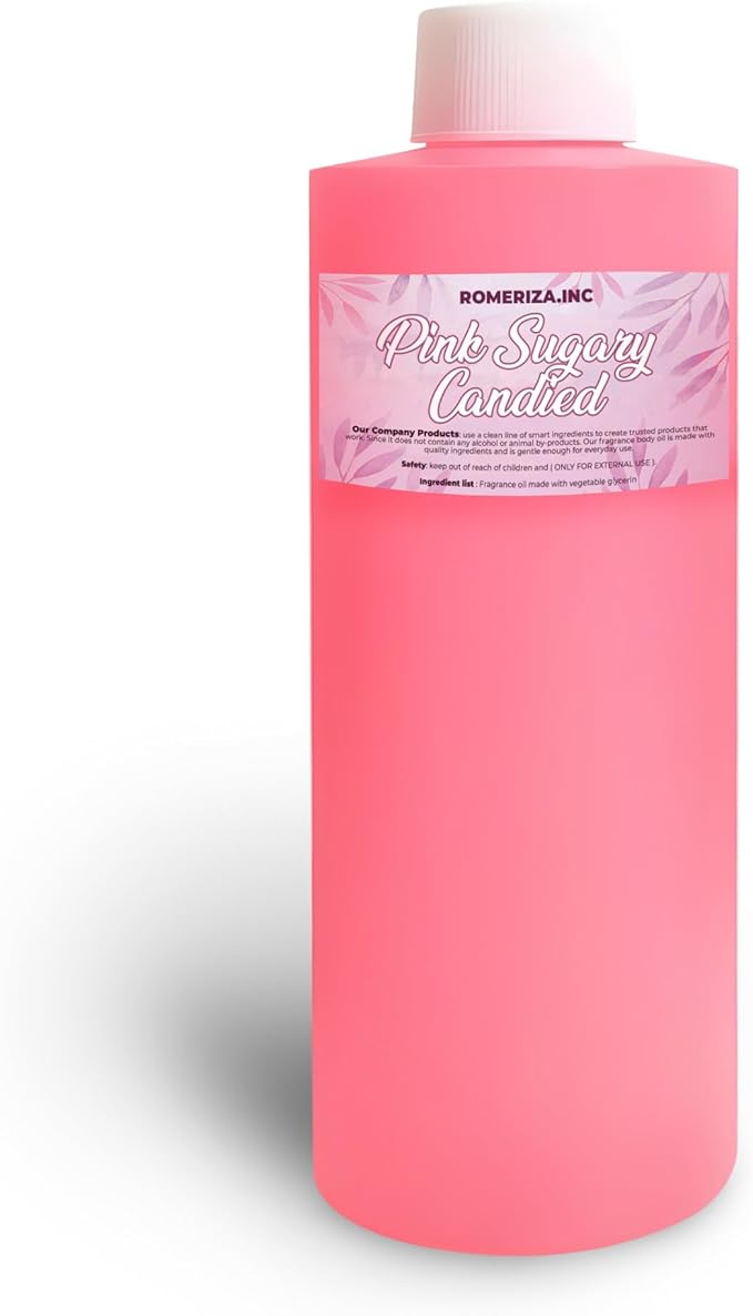 Pink Sugary Candied Fragrance Body Oil - Luxury Scented Body Oil Perfume- Women Natural Scented Oil - Long Lasting Perfume - Uncut Fragrance Oil in Plastic Bottle 4 Fl Oz (Pack of 1)
