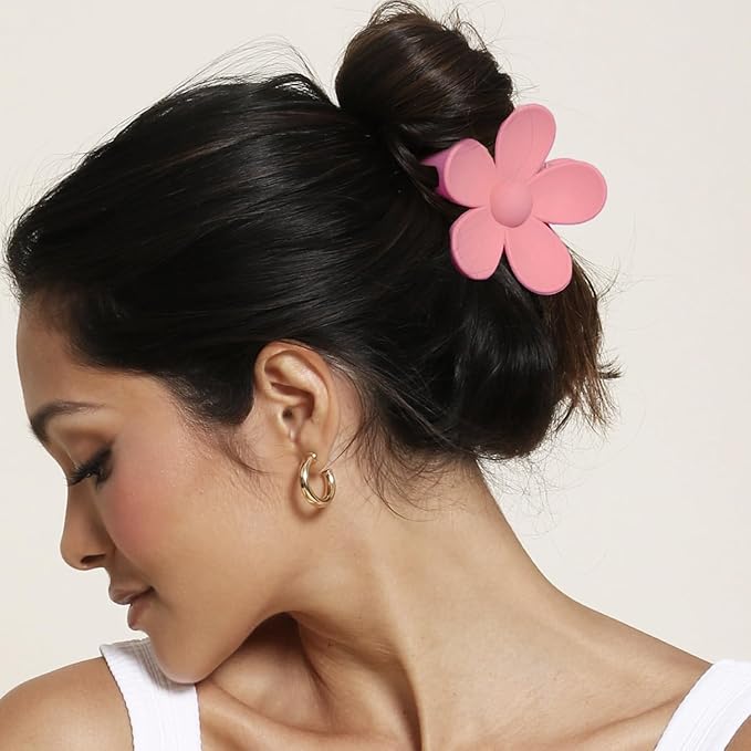 Flower Hair Clips 8PCS Large Claw Clips for Women Girls Thick Hair Large Daisy Hair Clips Matte Claw Clips Non Slip Strong Hold for Thin Hair 8 Colors
