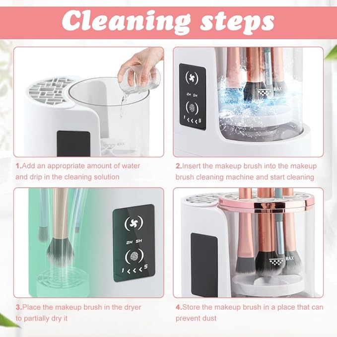 3-in-1 Electric Makeup Brush Cleaner & Dryer, Automatic USB-Powered Cleaning Machine for All Cosmetic Brush Sizes, Portable Quick-Dry Tool for Beauty Brushes(White,Size:6.8inch)