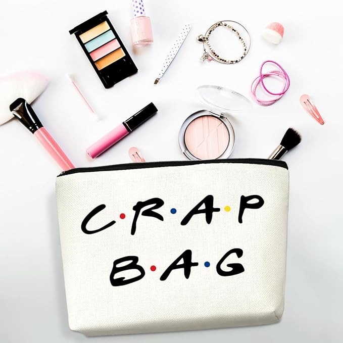 Funny Friends Gifts for Women Makeup Bag, Best friend Cosmetic Bags, Travel Organizer Bag Makeup Pouch Gifts for Women Sisters Friends,Ideal Graduation Friendship Travel Christmas Birthdays Gift White