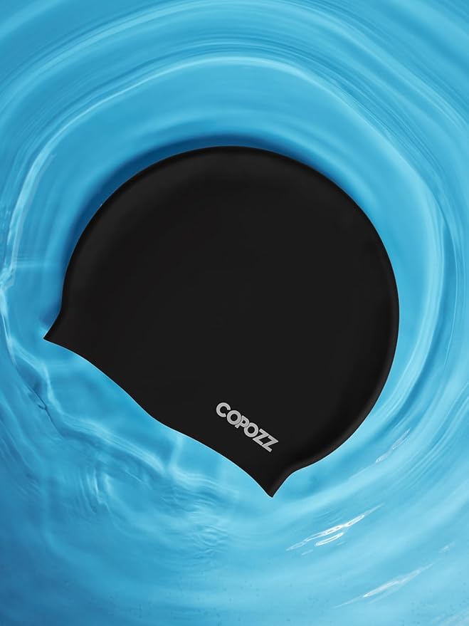 COPOZZ Women‘s Swim Cap for All Hair - Large, Comfortable Silicone Swimming Cap, Waterproof Design for Long, Short, Thick & Curly Hair | Secure & Comfortable Fit