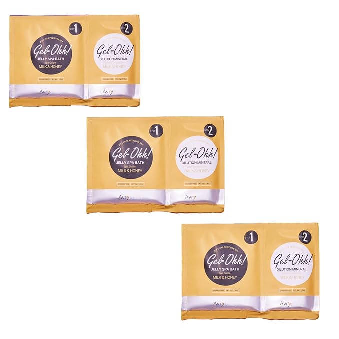 AVRYBEAUTY Gel-Ohh Jelly Spa Bath 3 pack, Milk And Honey Scented, Jelly Pedicure, Salon Services, Pedicure, Salon Pedi, Relaxtion, Heat & Aroma Therapy, Foot Care