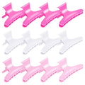 Hair Sectioning Clips, 12 Pack, Pink and White, 3.14 Inch, Plastic Styling Clamps for Salon and Home Use