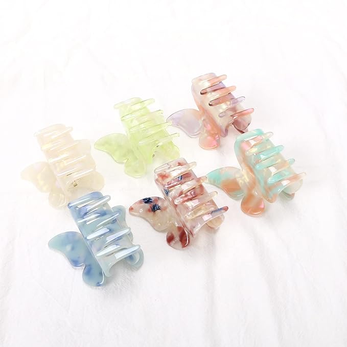 NAISIER Hair Claw Butterfly Tortoise Shell Hair Claw Clips Jaw Clips 2.3 inch Girls Butterfly Hair Clips,Hair Clips Hair Accessories for Girls and Women. (Mixed color, 6 pack)