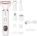 Electric Shaver Razors for Women - 5 in 1 Bikini Trimmer for Women Body Hair Trimmer Facial Hair Removal Cordless Rechargeable Body Shaver for Face Chin Arms Underarm Legs Arms Eyebrow (Pink)
