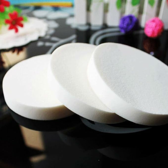 AKOAK 20pcs Round Make Up Facial Face Soft Sponge Cosmetic Puff Women Lady Beauty Makeup Foundation Powder Puff (WHITE COLOR/20)