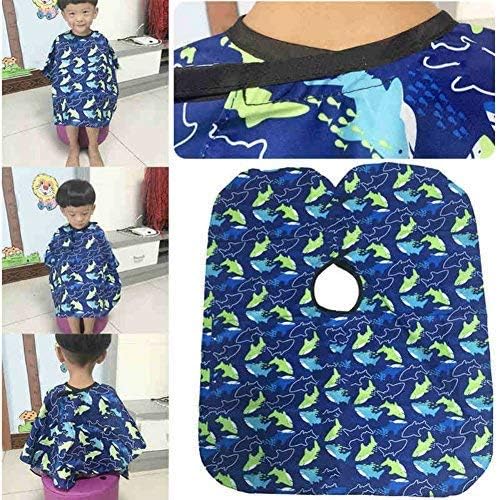 AKOAK Children Cartoon Dolphin Patterned Hair Cut Cap Waterproof Hairdresser Dressing Salon Gown Apron Cloak Cloth for Salon