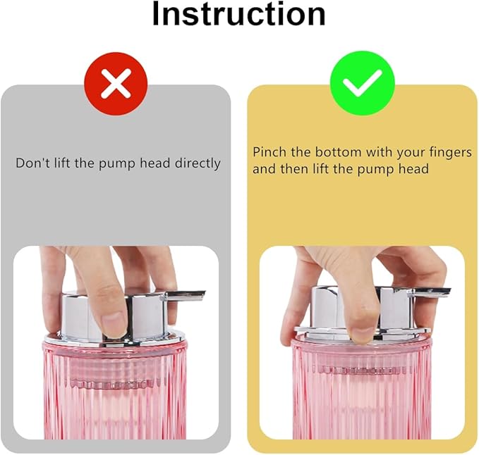 Foaming Soap Dispenser, 12 Oz Pink Glass Foam Hand Soap Dispenser, Refillable Glass Foam Pump Bottle Container Decorative Slim Ribbed Bottle for Bathroom and Kitchen