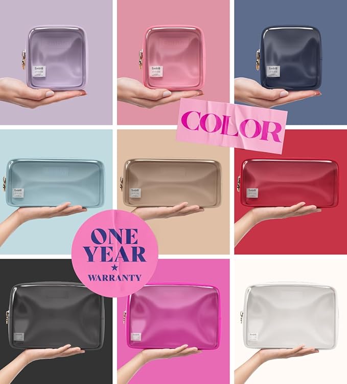 Embla 3 Piece Clear Makeup Bag Set for Toiletries Large Medium Small Skincare Organizer Zipper Pouches Travel Toiletry Bathroom Bags Women Girls Cute Make Up Cosmetic Nylon Pouch Light Pink