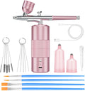 Airbrush Kit Portable Airbrush Air Brush Kit with Air Compressor Airbrush for Nails Airbrush Compressor High Pressure Nail Airbrush Machine Handheld Mini Air Brush Kit (pink)
