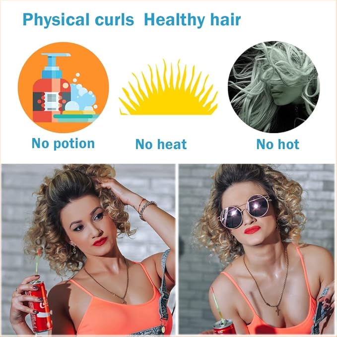 12PCS Roller Hair Curlers For Medium Short Hair,Heatless Roller Hair Curler For Bangs,Create Natural Curly Hairstyle bule (Light-blue)