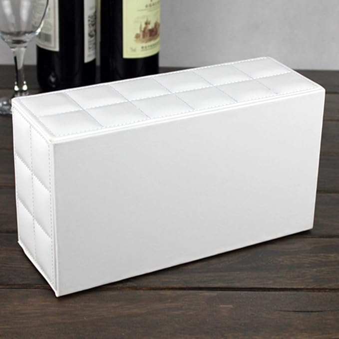 High-end Fashion Pu Leather Tissue Box Holder Cover Rectangular,Napkin Facial Tissues Cube Dispenser,Tissue Cover Decorative Container with Magnetic Bottom for Home Office Car (White)