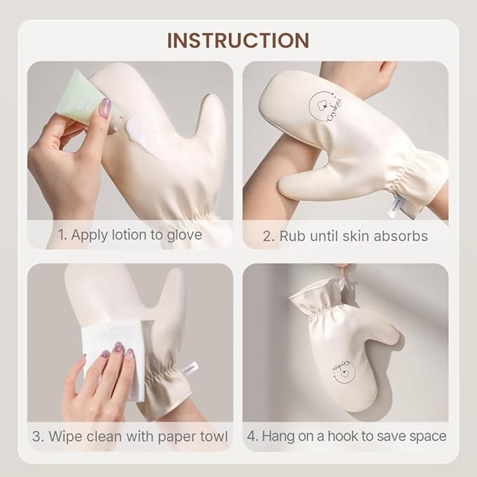 Lotion Applicator & Self Tanning Mitt - Reusable, Durable, No Absorption, Anti-Sliding Glove for Even, Waste-Free Application of Lotions, Oils & Creams (Small and Big Set)