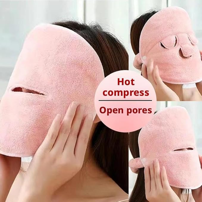 Face Steaming Towel,Hot Compress Face Towel Masks,Reusable Face Masks Skincare Facial Steamer Towel for Hot Cold Skin Care,Towel Steamer for Facials,Spa Towels Beauty Facial Towel for Women (A)