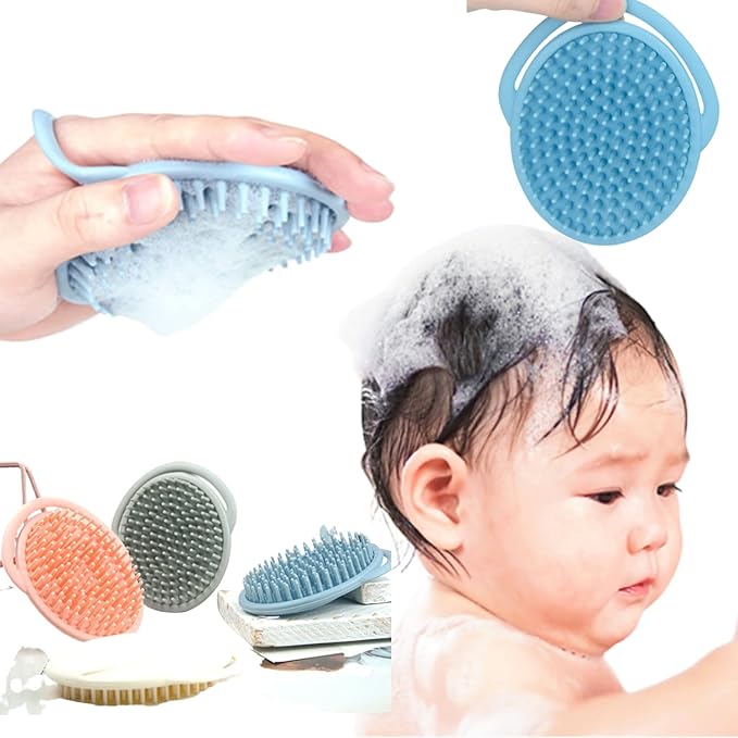 Baby Cradle Cap Comb, Silicone Scalp Massager, Soft Bristle Shampoo Brush for Newborns and Toddlers, Head Massager Scalp Stress Relax (Grey)