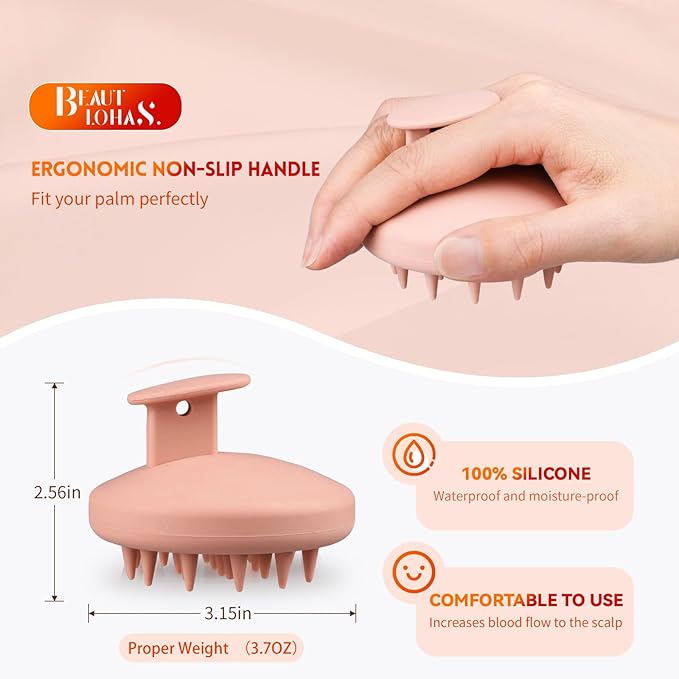 Silicone Scalp Massager Shampoo Brush for Shower, Scalp Scrubber with Soft Bristles for Hair Growth & Dandruff Treatment, Wet Dry Hair Massager for All Hair Types of Women (2 Pink)