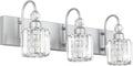 Ralbay Crystal Vanity Light - 3 Light, 24'' Modern Silver Bathroom Vanity Light Fixtures Over Mirror Wall Lights