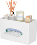 White Acrylic Tissue Box Cover Rectangular,Acrylic Tissue Dispenser with Storage Tray for Bathroom Kitchen Home Office(White, 9.85x4.5x6.3)