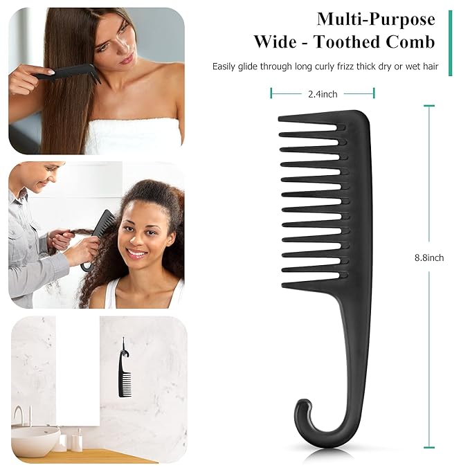 Detangling Hair Brush, Detangling brush for Adults and Kids, Comb Set for Kinky Curly Coily and Wavy Hair, For Wet and Dry Hair, Afro American Type 3a-4c, Comfortable Grip, Easy to Clean(Black)