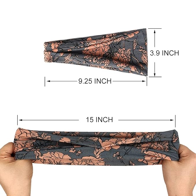 Boho Headbands For Women Fashion Wide Headband Yoga Workout Head Bands Hair Accessories Band 6 Pack