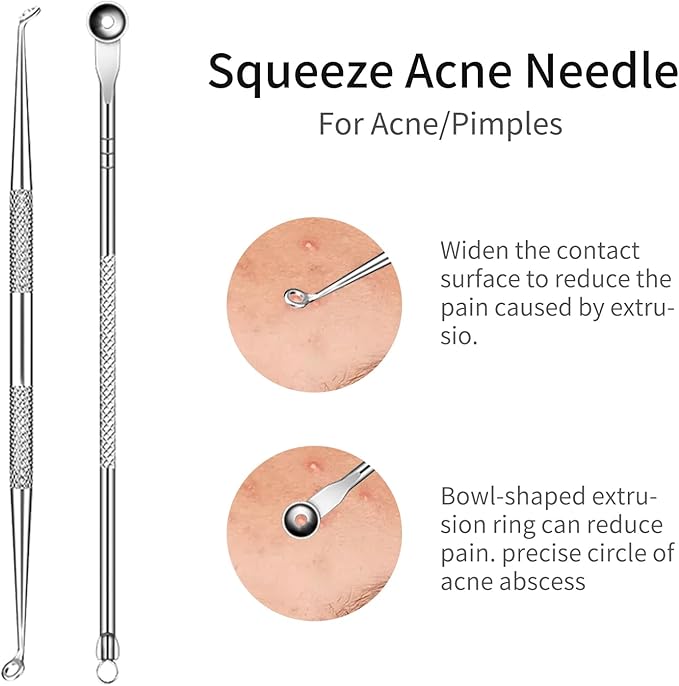 Blackhead Remover Tools,Upgrade 8 PCS Acne Needles,GERY Whitehead Removal Extractor Pimple Popper Kit, Professional Stainless Pimple Blemish and Pore Cleaner Set with Leather Package