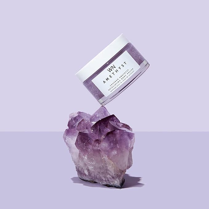 Amethyst Crystal Body Scrub – Purple Exfoliating Body Polish for Smooth, Glowing-Looking Skin, Sugar & Botanical Oil Blend, Spa-Inspired Self-Care
